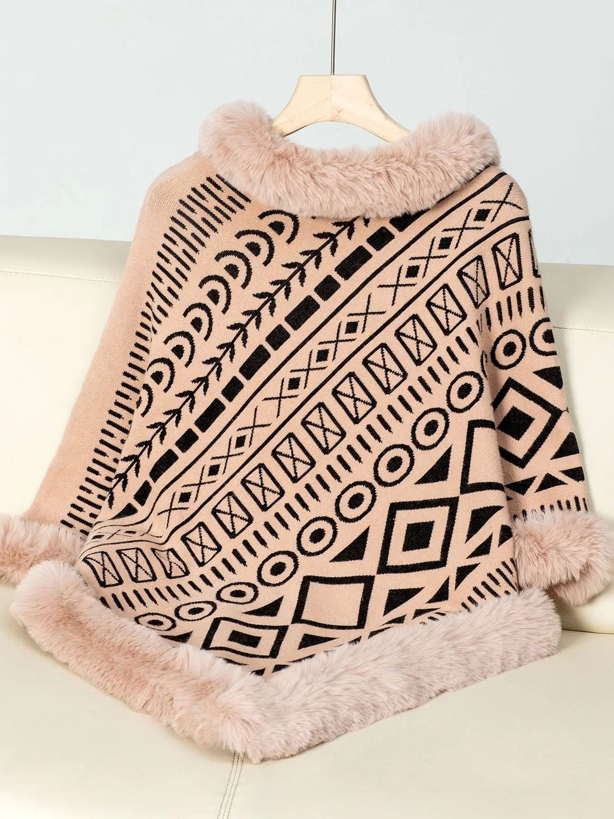 Poncho Fourrure Femme Elégant