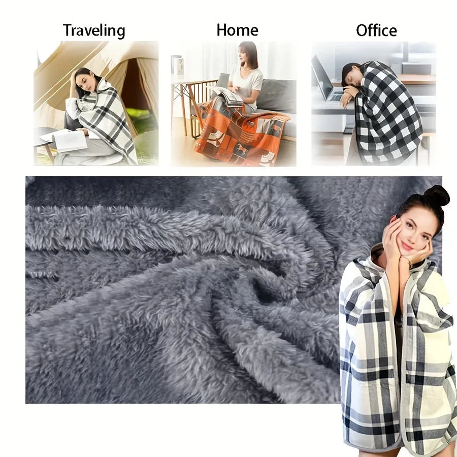 Poncho Plaid Carreaux Blanc