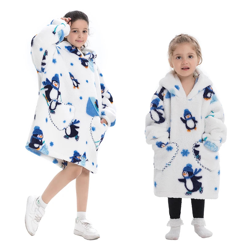Penguin Fleece Poncho for Children