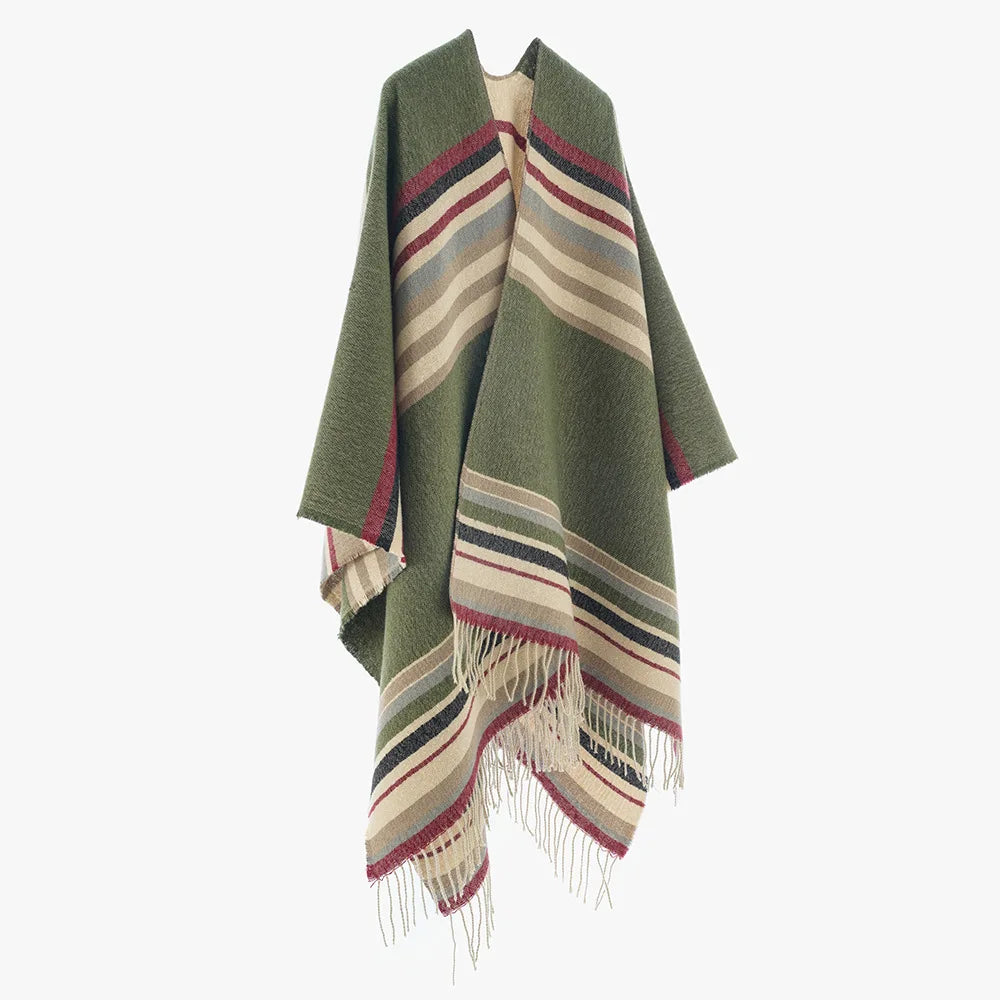 Poncho Boho Vert