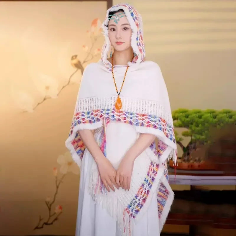 Poncho Femme Frange