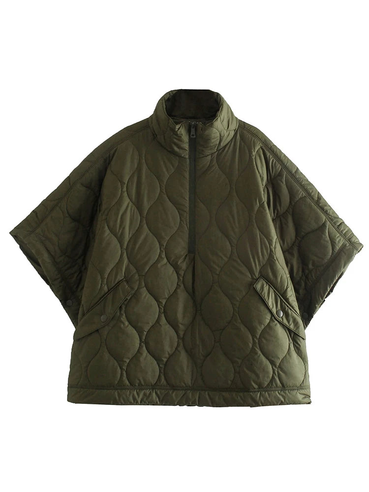 Poncho Cape Matelassée Femme Noir
