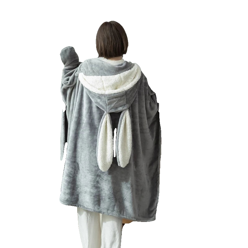 Poncho Plaid Lapin Femme