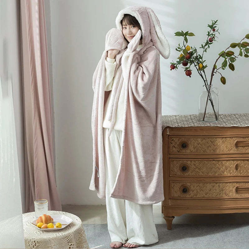 Poncho Plaid Lapin Femme