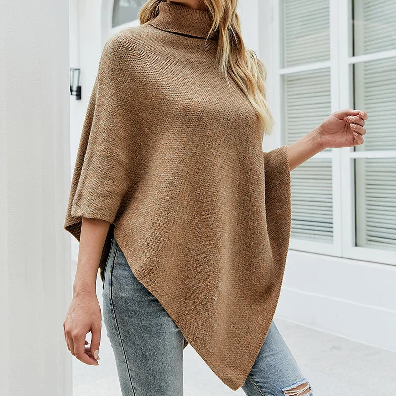 Poncho Elégant Col Roulé
