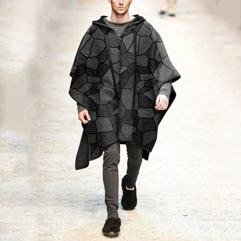 Poncho Motif Noir Homme
