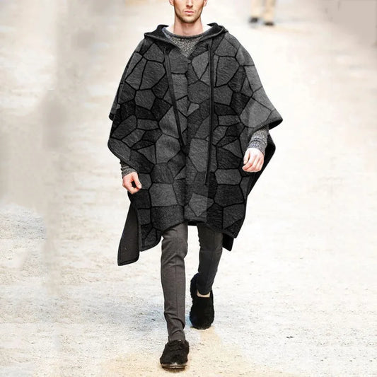 Poncho Motif Noir Homme