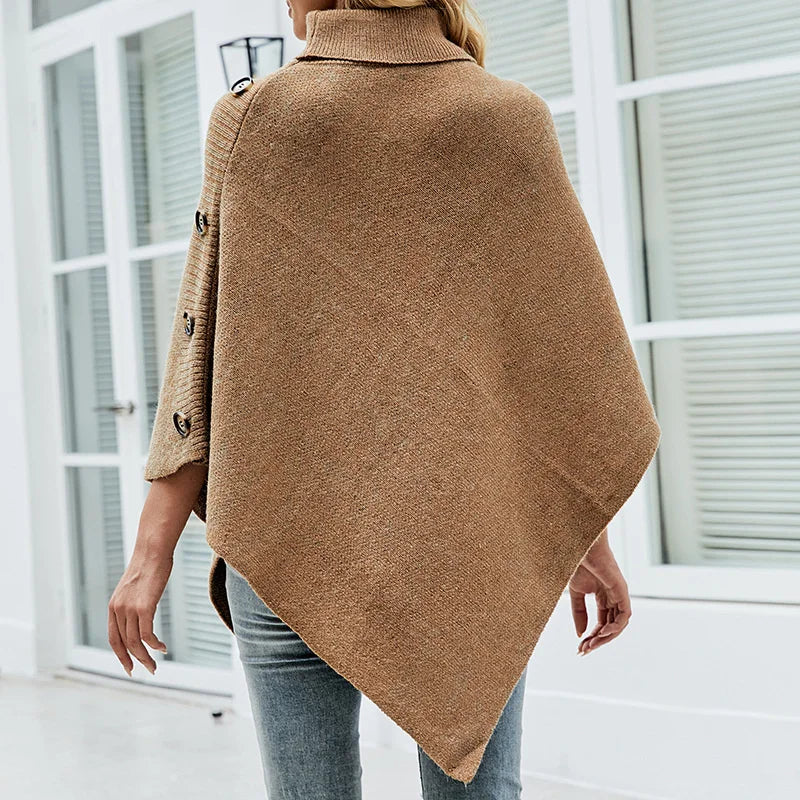 Poncho Elégant Col Roulé