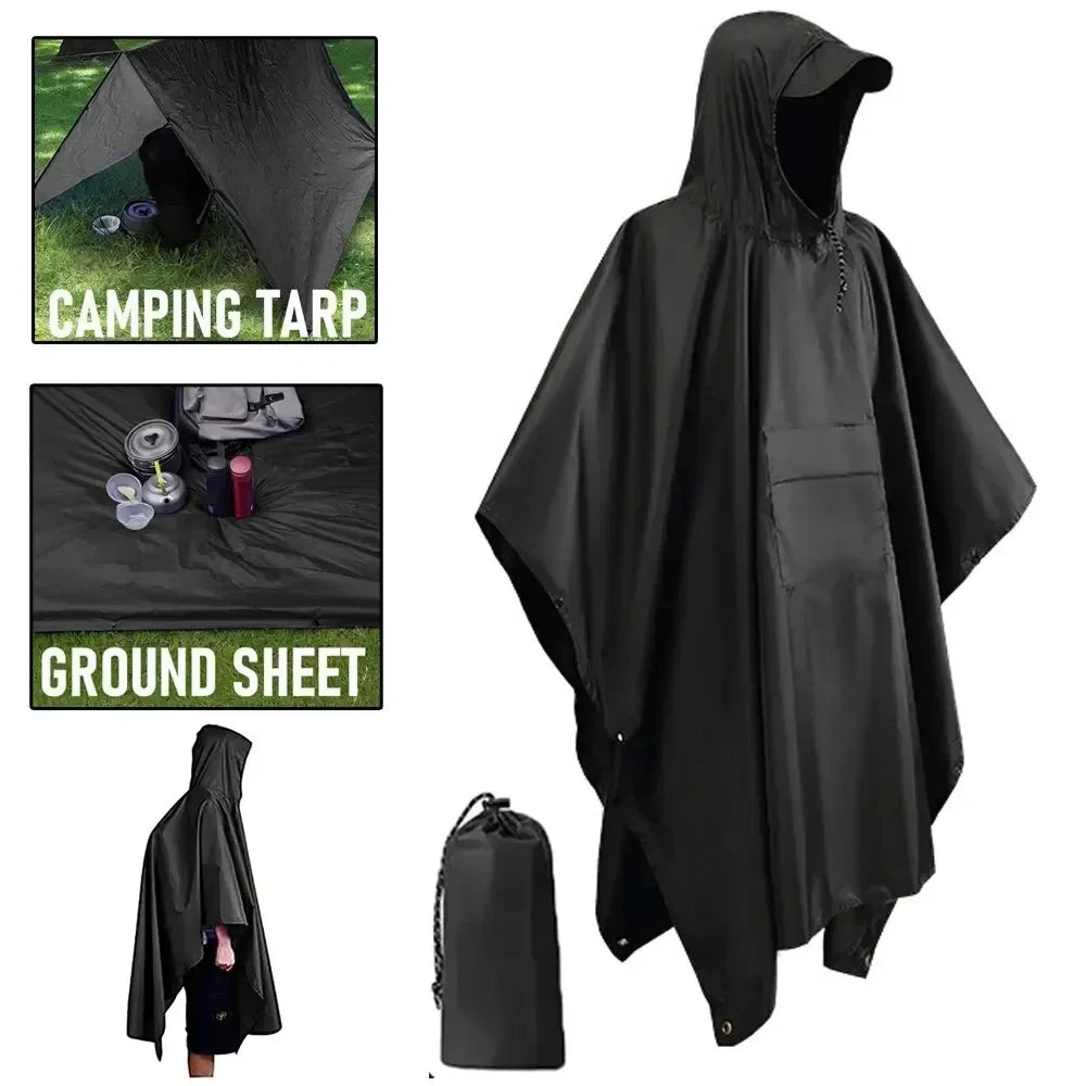 Poncho Pluie Militaire Poche Noir