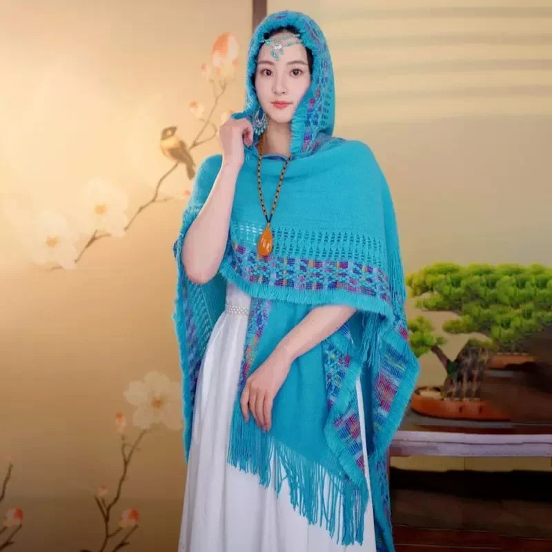 Poncho Femme Frange