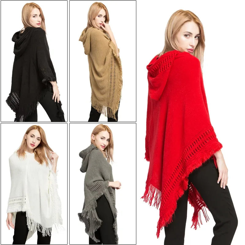 Poncho Femme Hiver Capuche