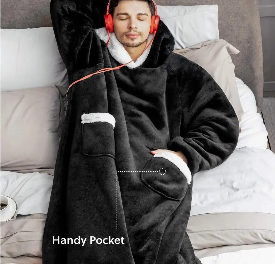 Poncho Polaire d'Intérieur Noir