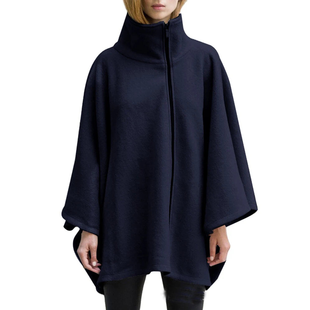 Poncho Femme Laine Col Montant