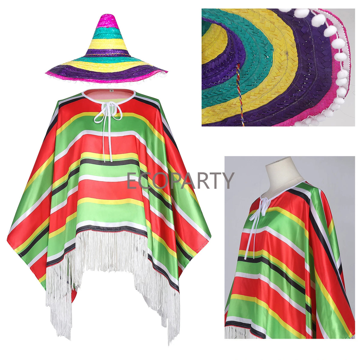 Poncho Mexicain & Sombréro 2