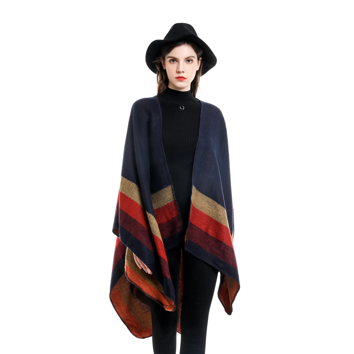 Poncho Carreaux Femme