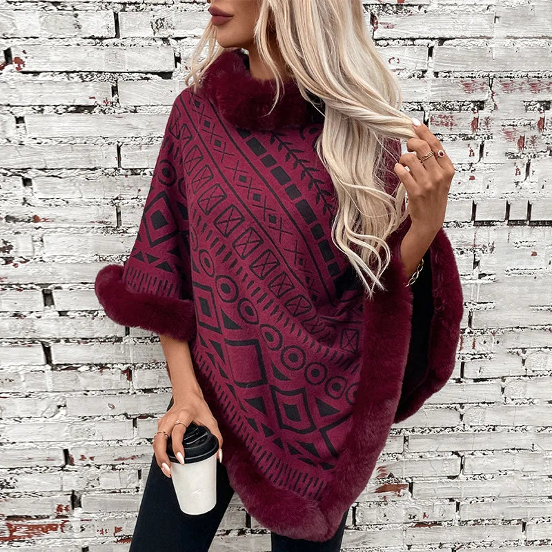 Poncho Fourrure Femme Elégant