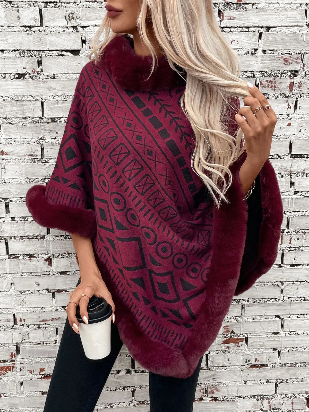 Poncho Fourrure Femme Elégant