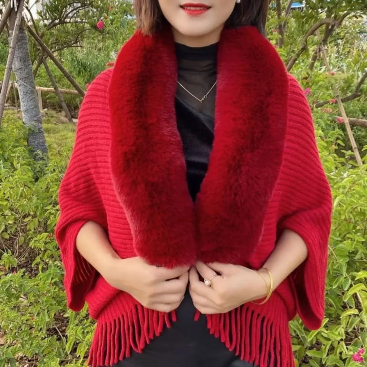 Poncho Fourrure Femme Automne
