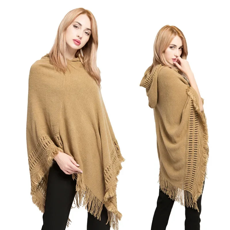 Poncho Femme Hiver Capuche