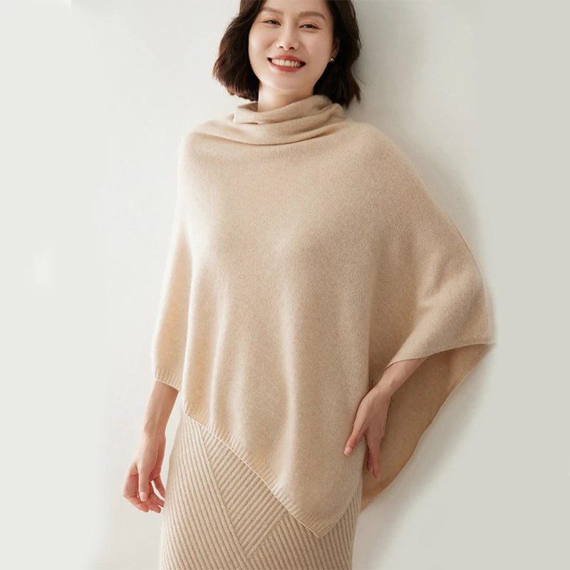 Poncho Cachemire Col Roulé