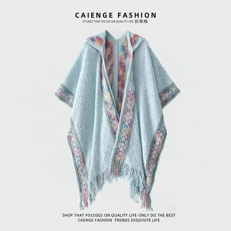 Poncho Femme Frange