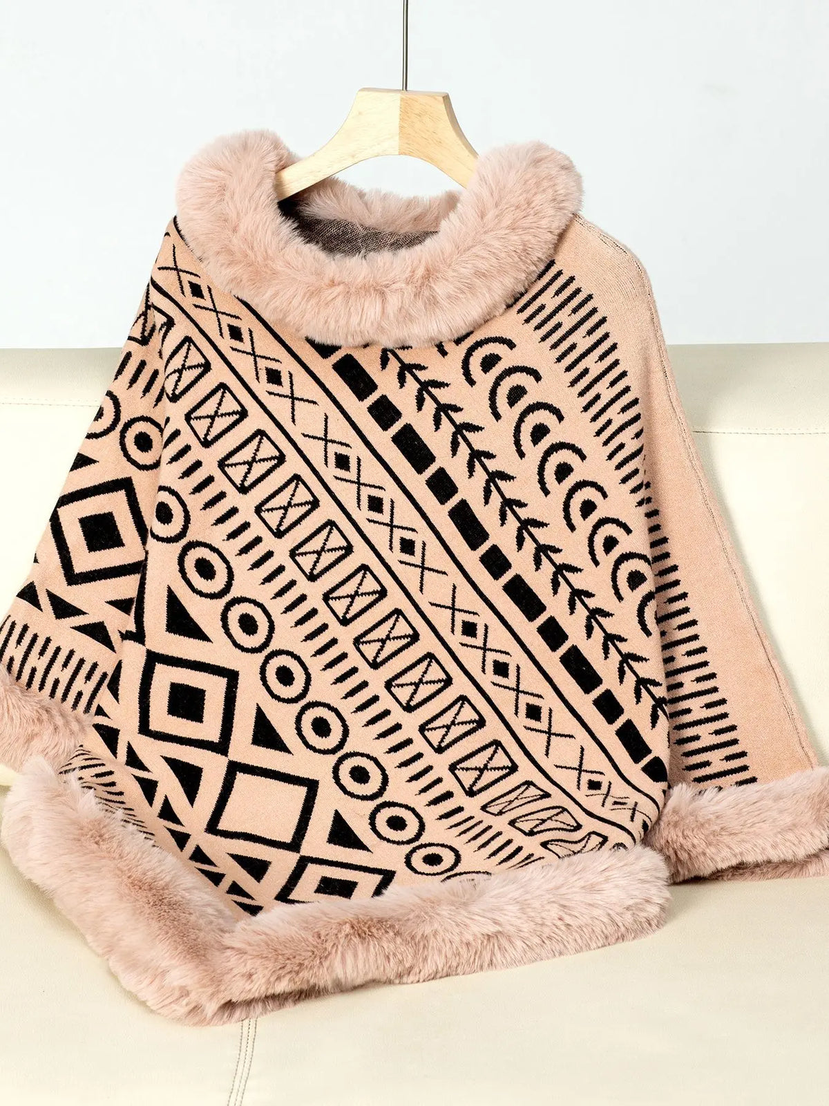 Poncho Fourrure Femme Elégant