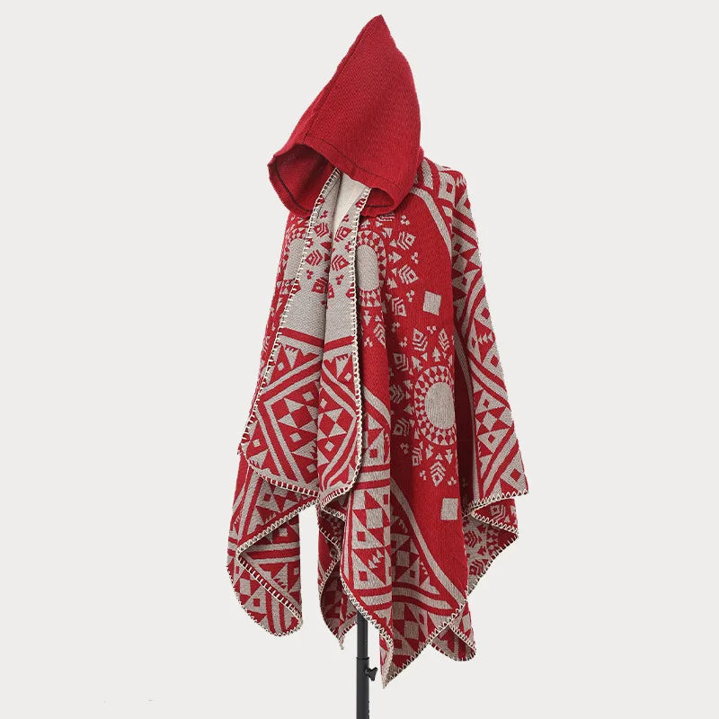 Poncho Cape Traditionnel Rouge