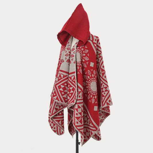 Poncho Cape Traditionnel Rouge