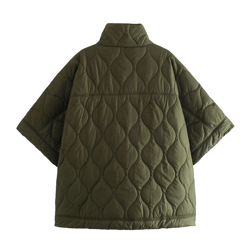 Poncho Cape Matelassée Femme Noir