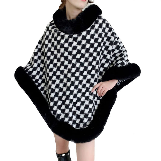 Poncho Fourrure Femme Motif