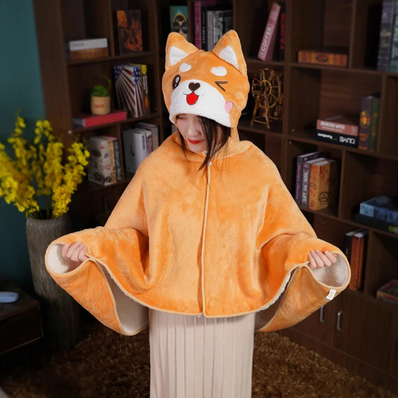 Poncho Plaid Femme Shiba Inu