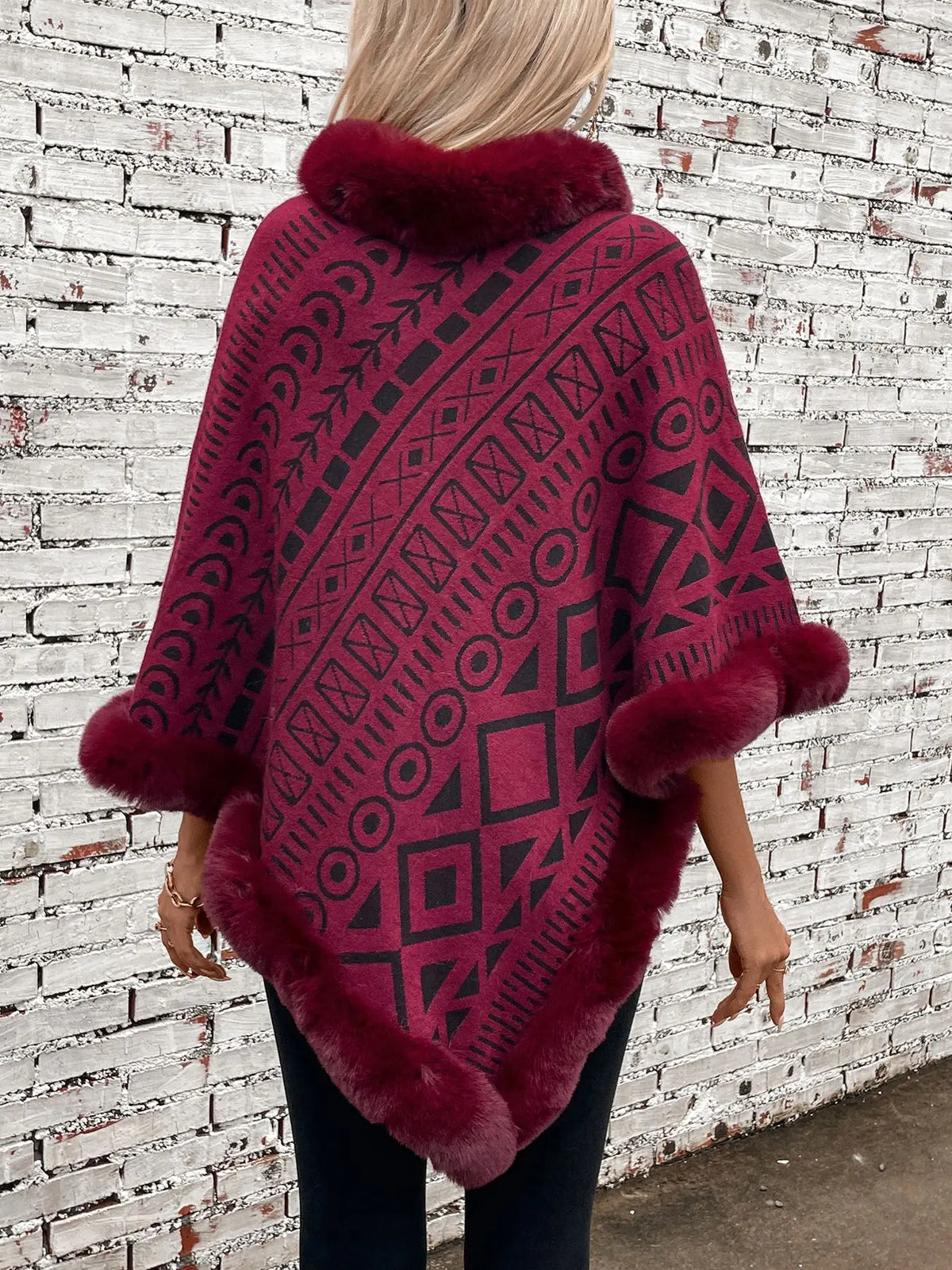 Poncho Fourrure Femme Elégant
