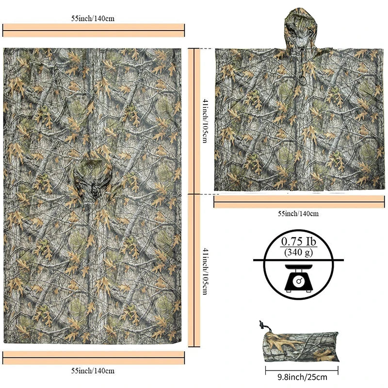 Poncho militaire camouflage PVC