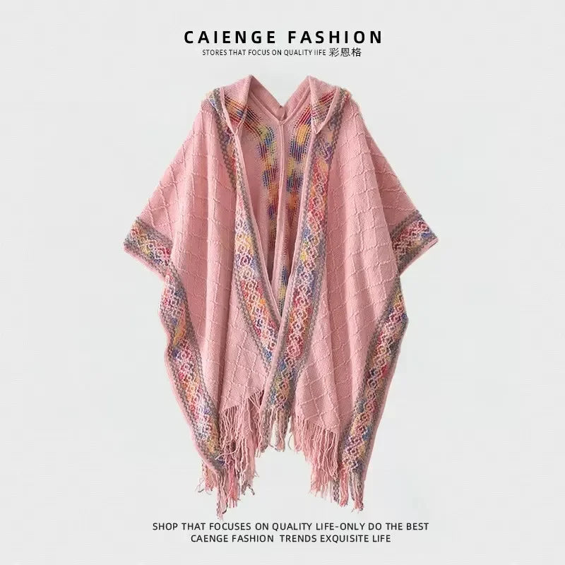 Poncho Femme Frange