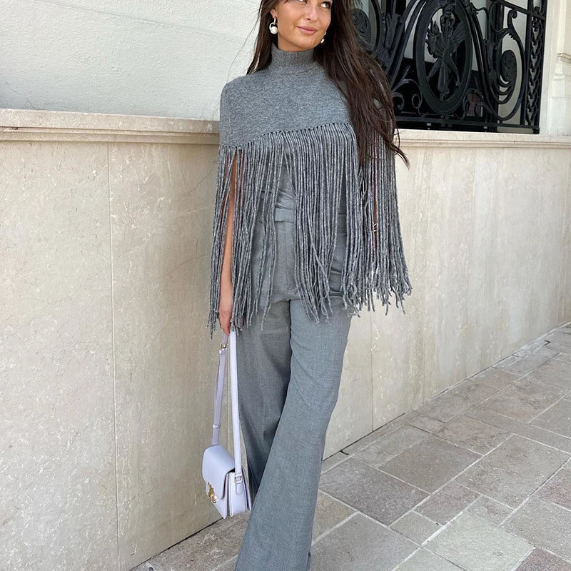 Poncho Femme Frange