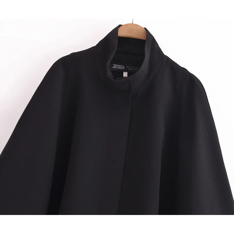 Poncho Noir Femme