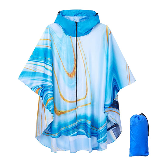 Poncho Pluie Unisexe Bleu Aquarelle