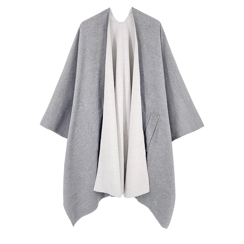 Poncho Cape Double Face Hiver