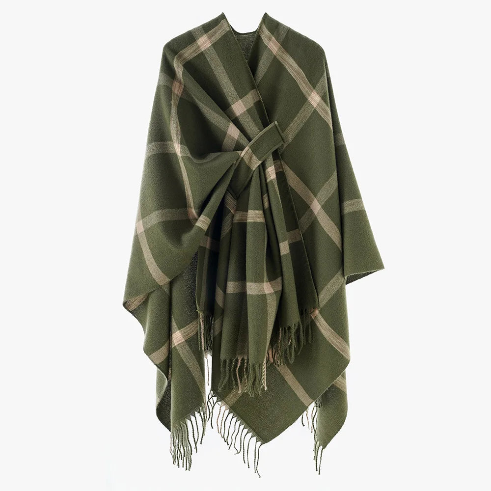 Poncho Femme Moderne Rayé