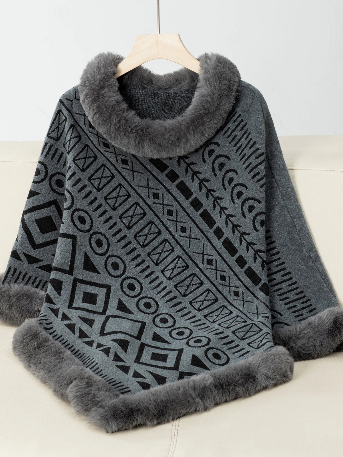 Poncho Fourrure Femme Elégant