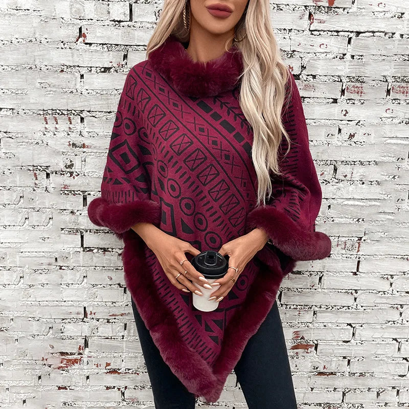 Poncho Fourrure Femme Elégant