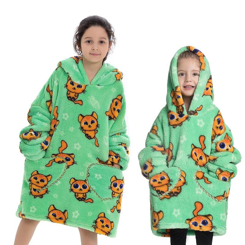 Poncho Polaire Enfant Chats