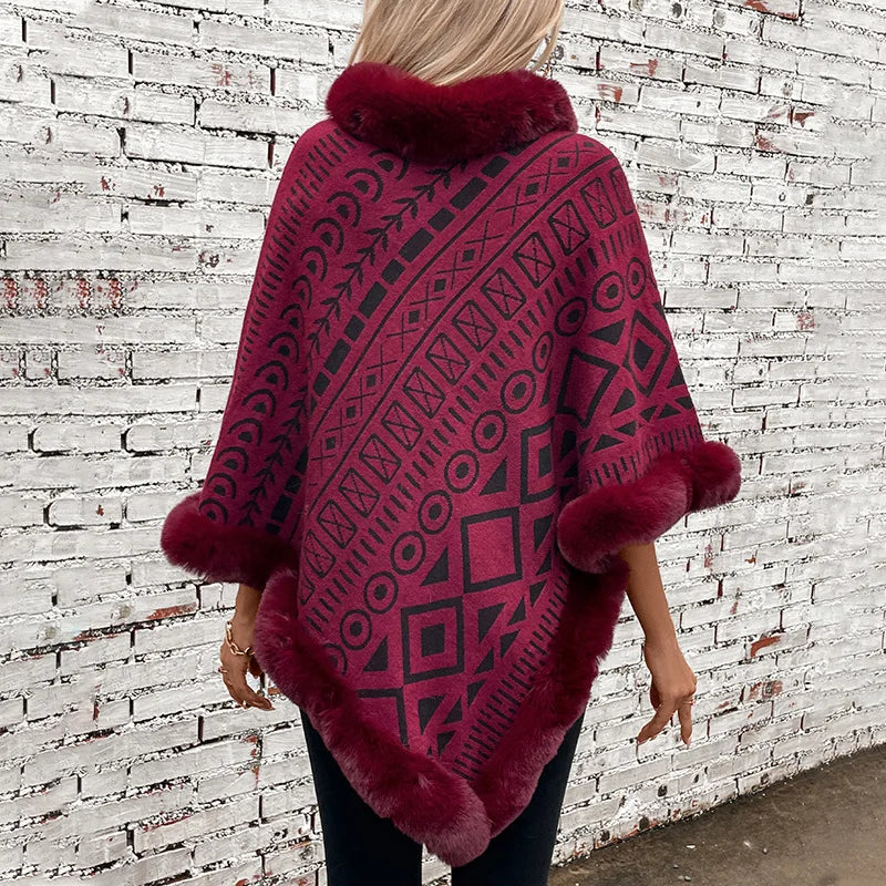Poncho Fourrure Femme Elégant