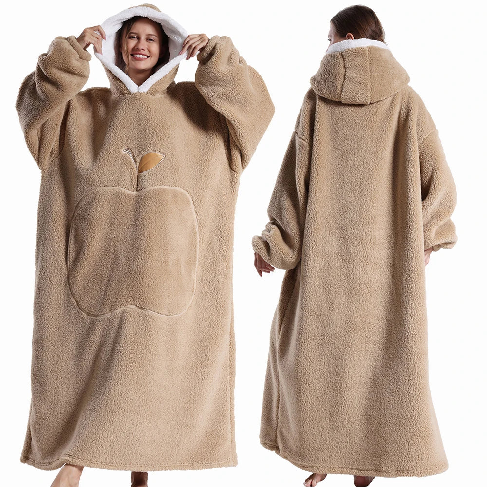 Poncho Plaid Adulte Pomme