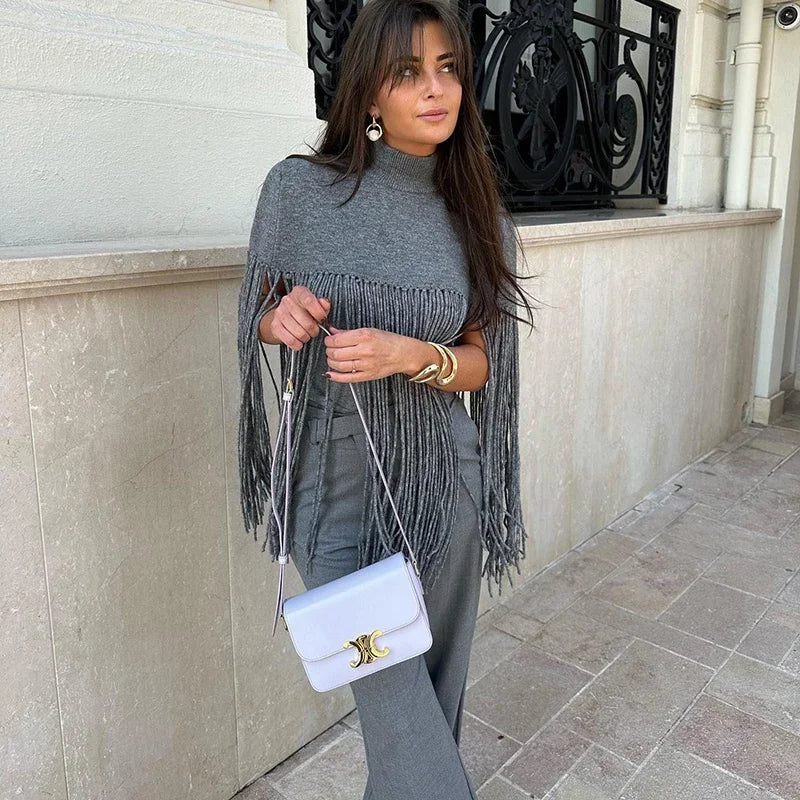 Poncho Femme Frange