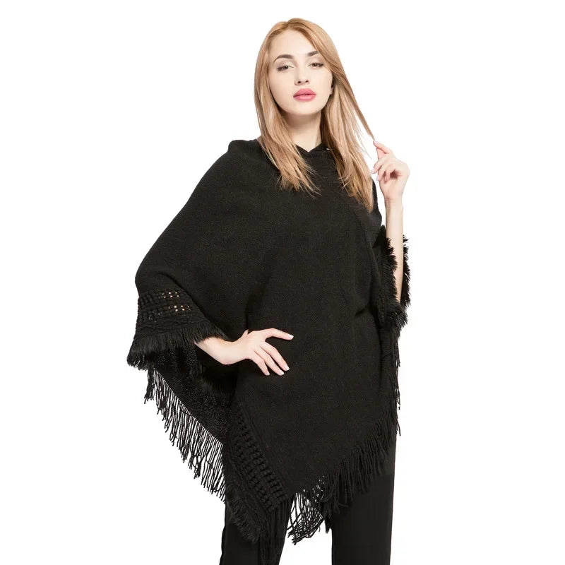 Poncho Femme Hiver Capuche