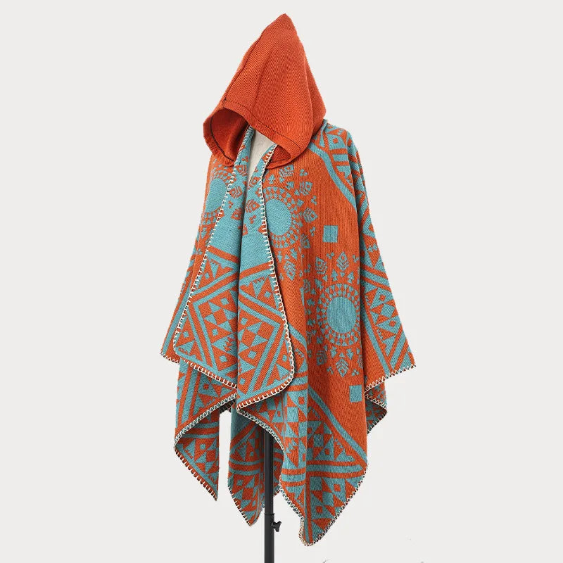 Poncho Cape Traditionnel Rose