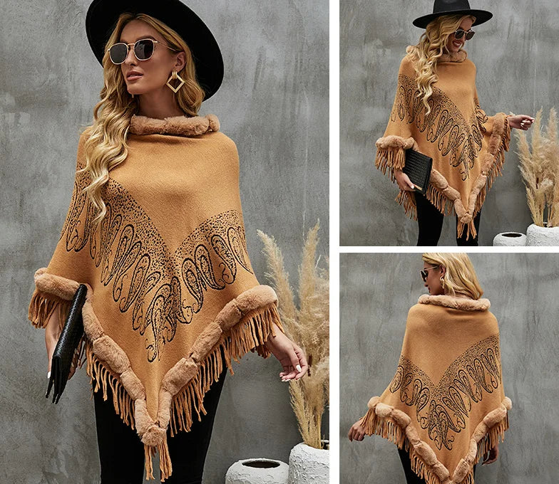 Poncho Fourrure Femme Bohème