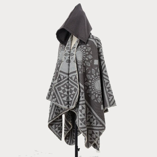 Poncho Cape Traditionnel Gris