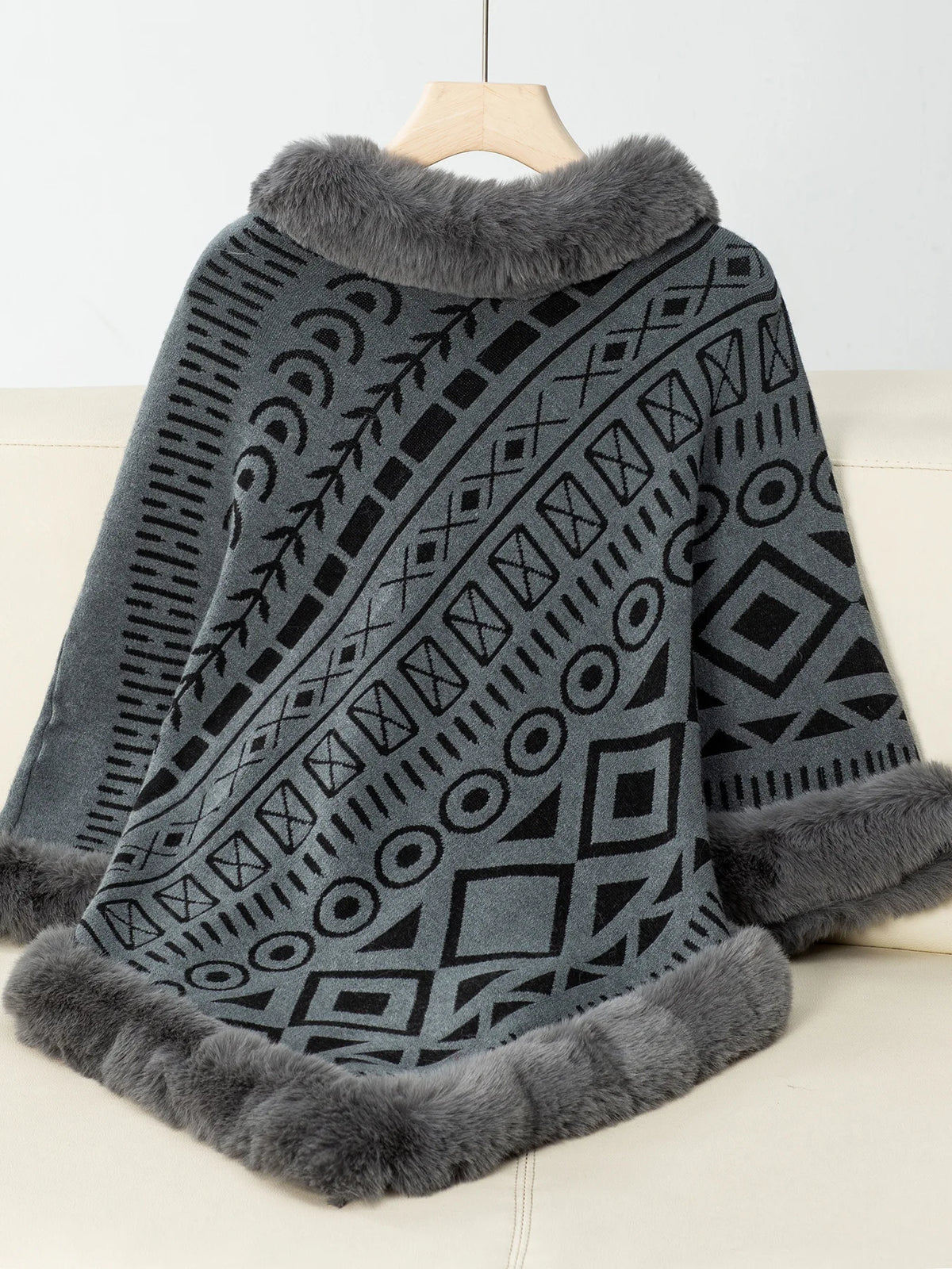 Poncho Fourrure Femme Elégant